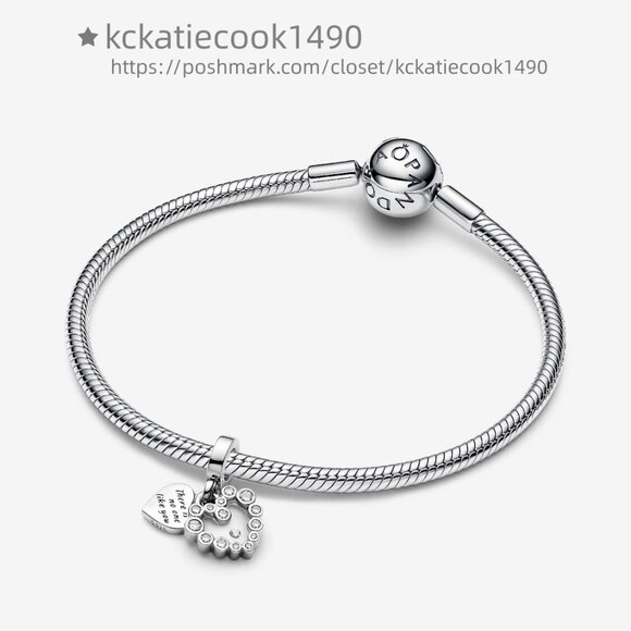 Pandora Sparkling Heart Double Dangle Charm - Picture 3 of 6